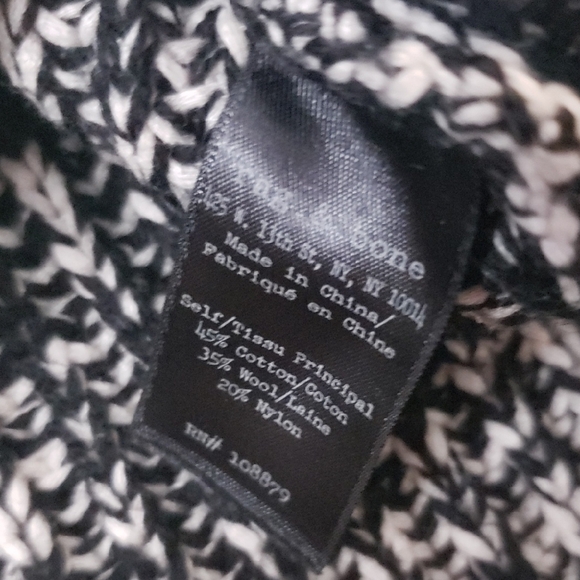 Rag And Bone Women's Black White Chunky Knit Sweater Size XXS Chic Feminine - Picture 5 of 6